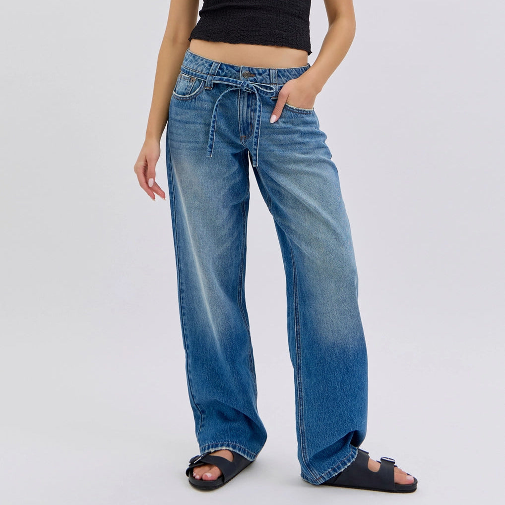 Tie-Waist Slouch Jean