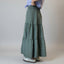 Linen Smocked Waist Pom Pom Trim Maxi Skirt