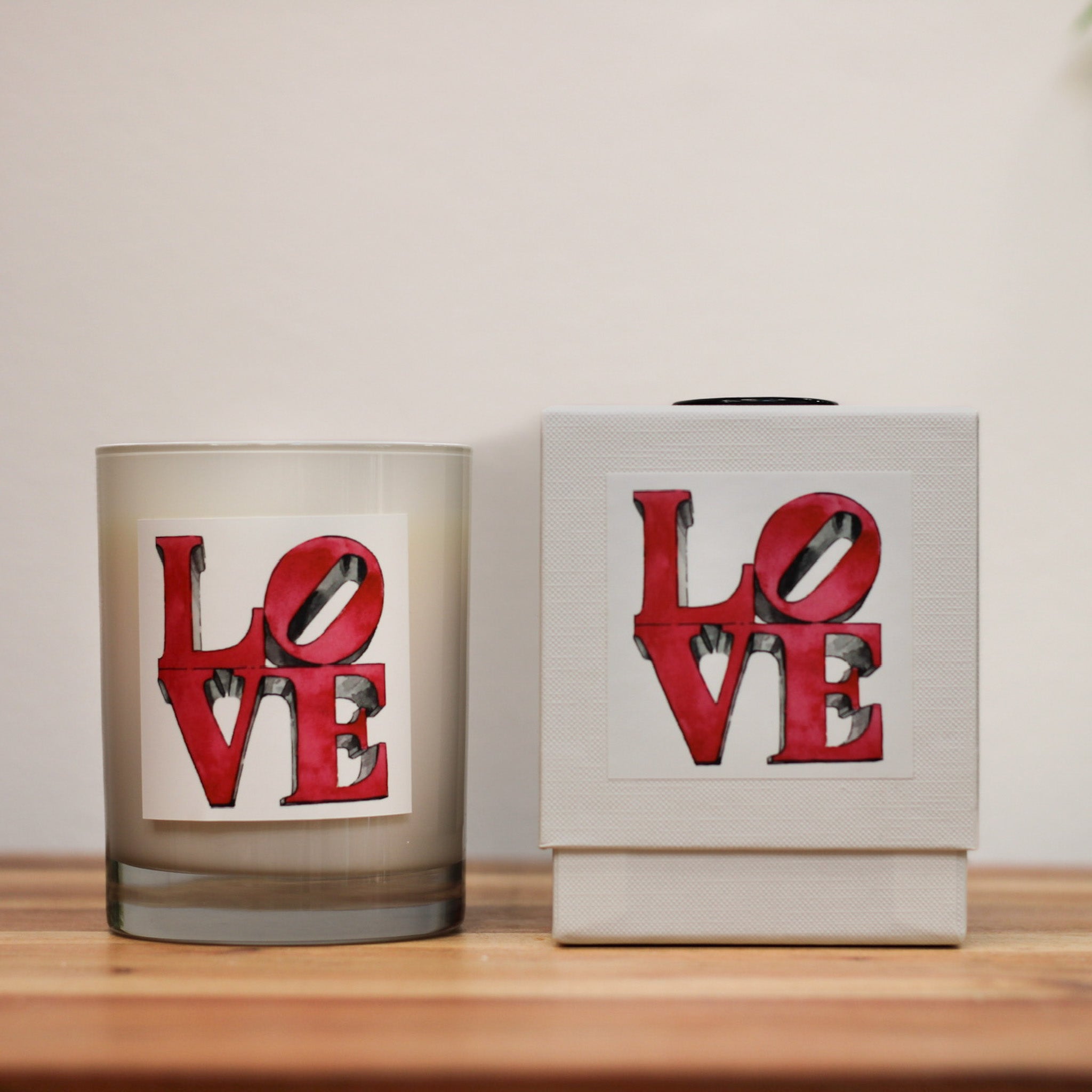 LOVE White Flower Candle