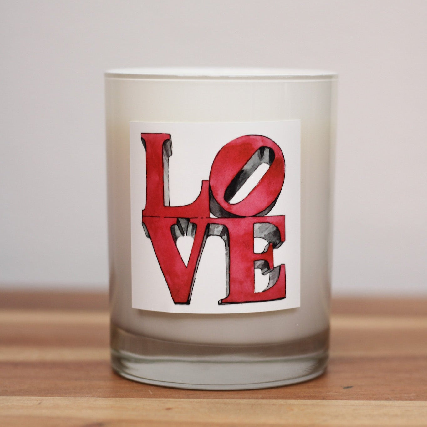 LOVE White Flower Candle