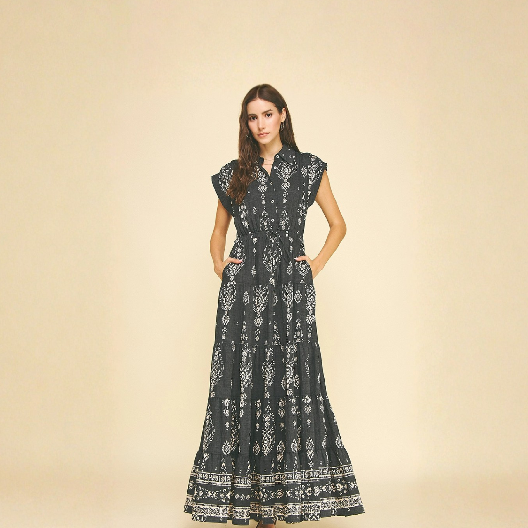 Boho Print Tiered Maxi Dress