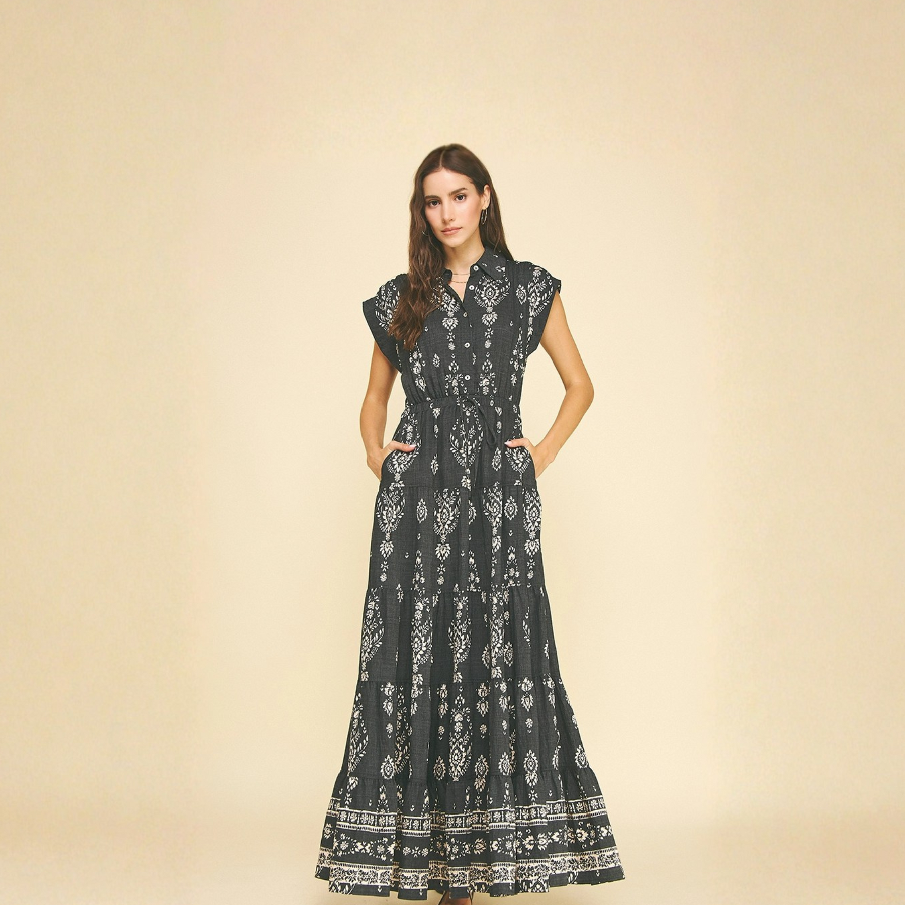 Boho Print Tiered Maxi Dress