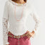 Free People Amber Lace Cuff Long Sleeve Top