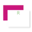 Bamboo Initial Note Card Set with magenta border frame and green letter R monogram on white card