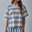 Knit Cotton Striped Short Sleeve Top