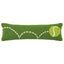 Green rectangular pillow with white dashed tennis court lines and a yellow-green tennis ball design on the right side
