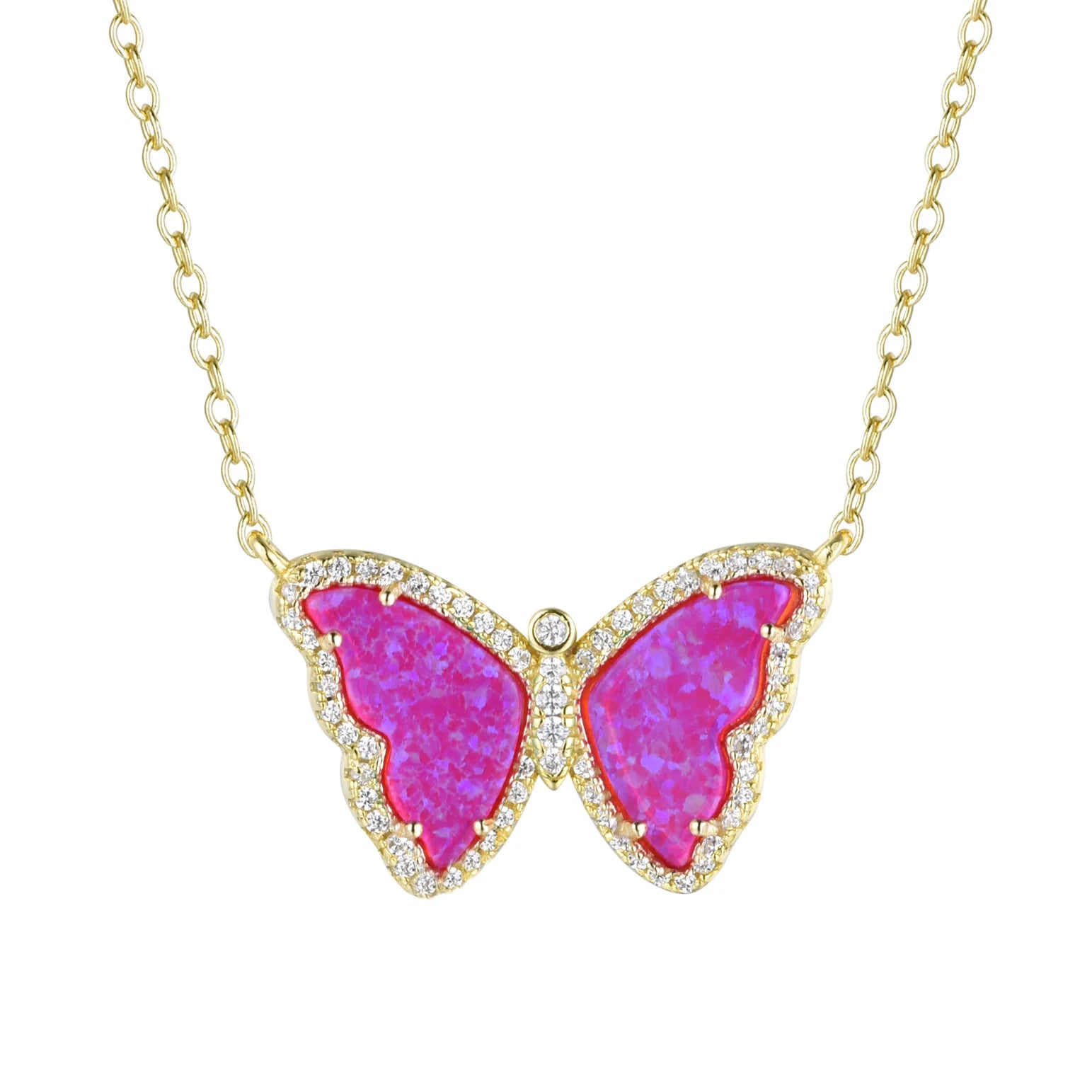Kamaria Opal Butterfly Necklace With Crystals