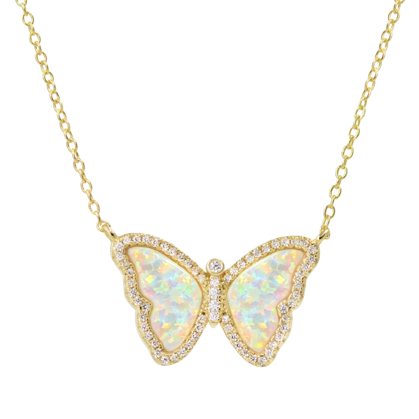 Kamaria Opal Butterfly Necklace With Crystals