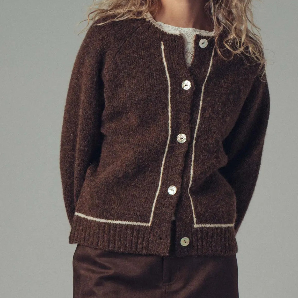 Contrast Trim Boho Knit Cardi