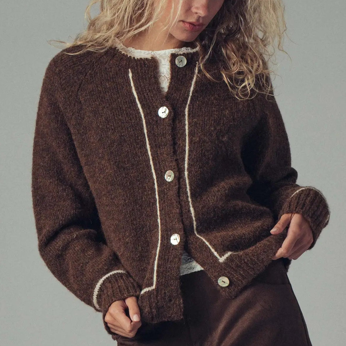 Contrast Trim Boho Knit Cardi