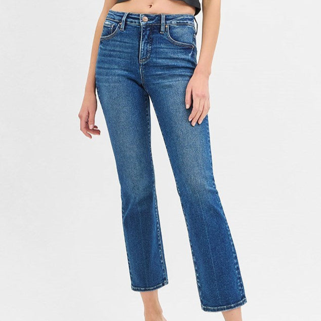 Risen Tummy Control Crop Straight Jeans