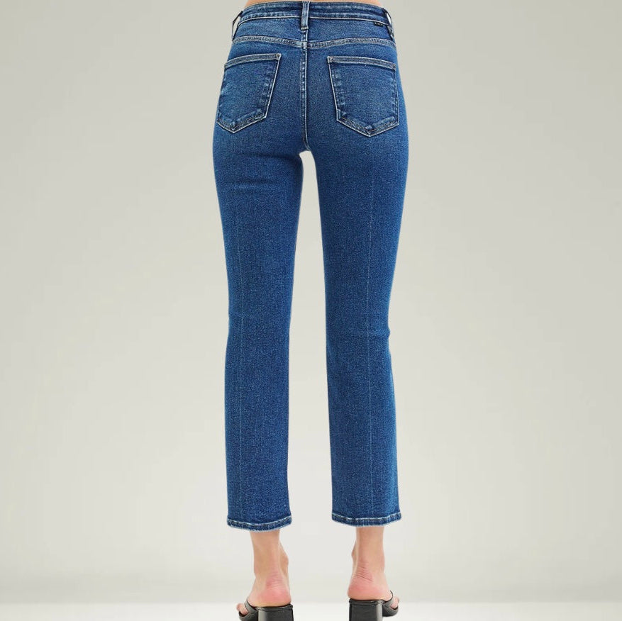 Risen Tummy Control Crop Straight Jeans