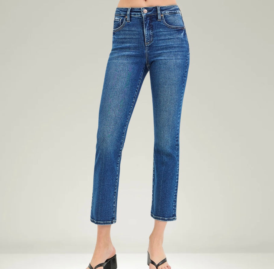 Risen Tummy Control Crop Straight Jeans