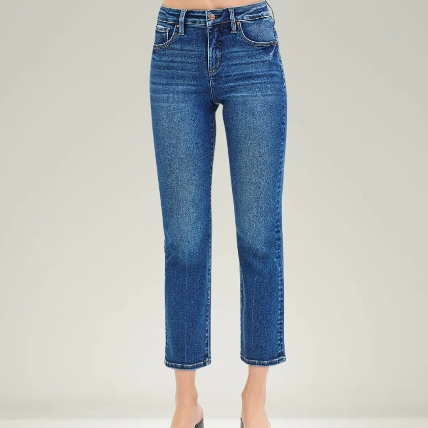 Risen Tummy Control Crop Straight Jeans