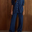Dark Denim Cotton Wide Leg Pants