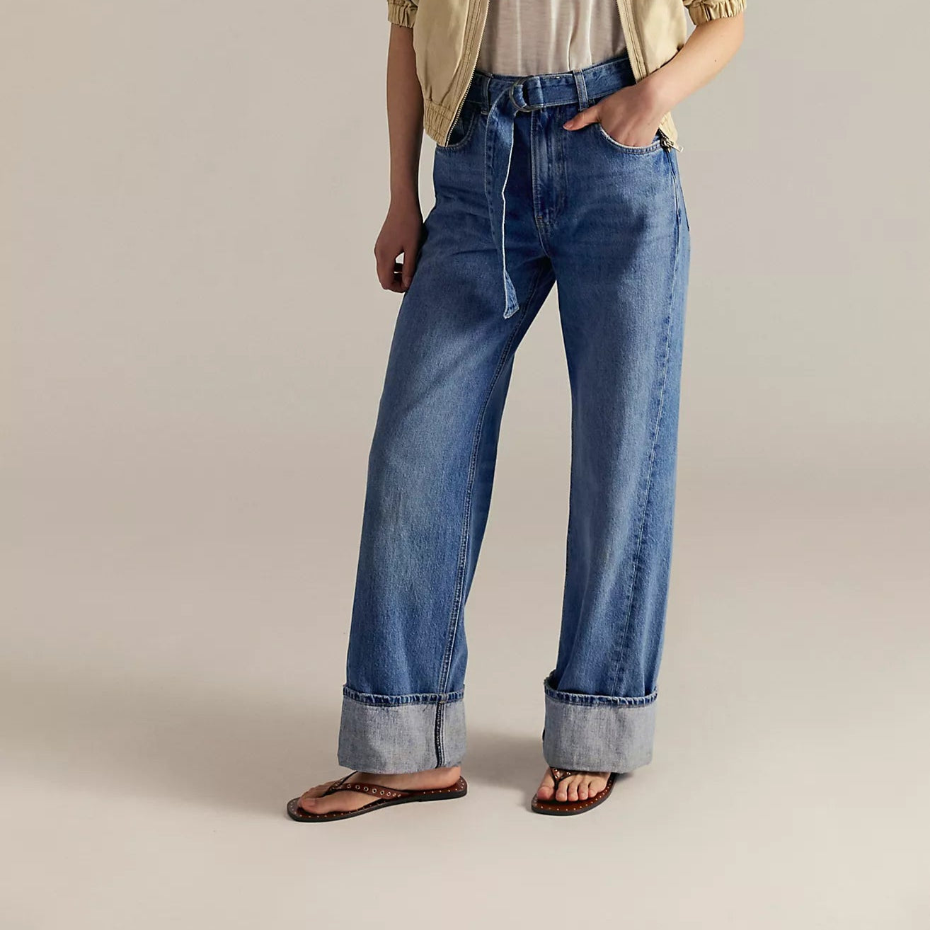 Free People East Bay Cuffed Jeans