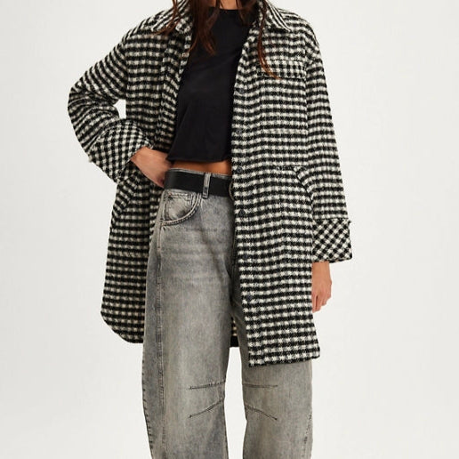 Free People Get Around Houndstooth Shirt