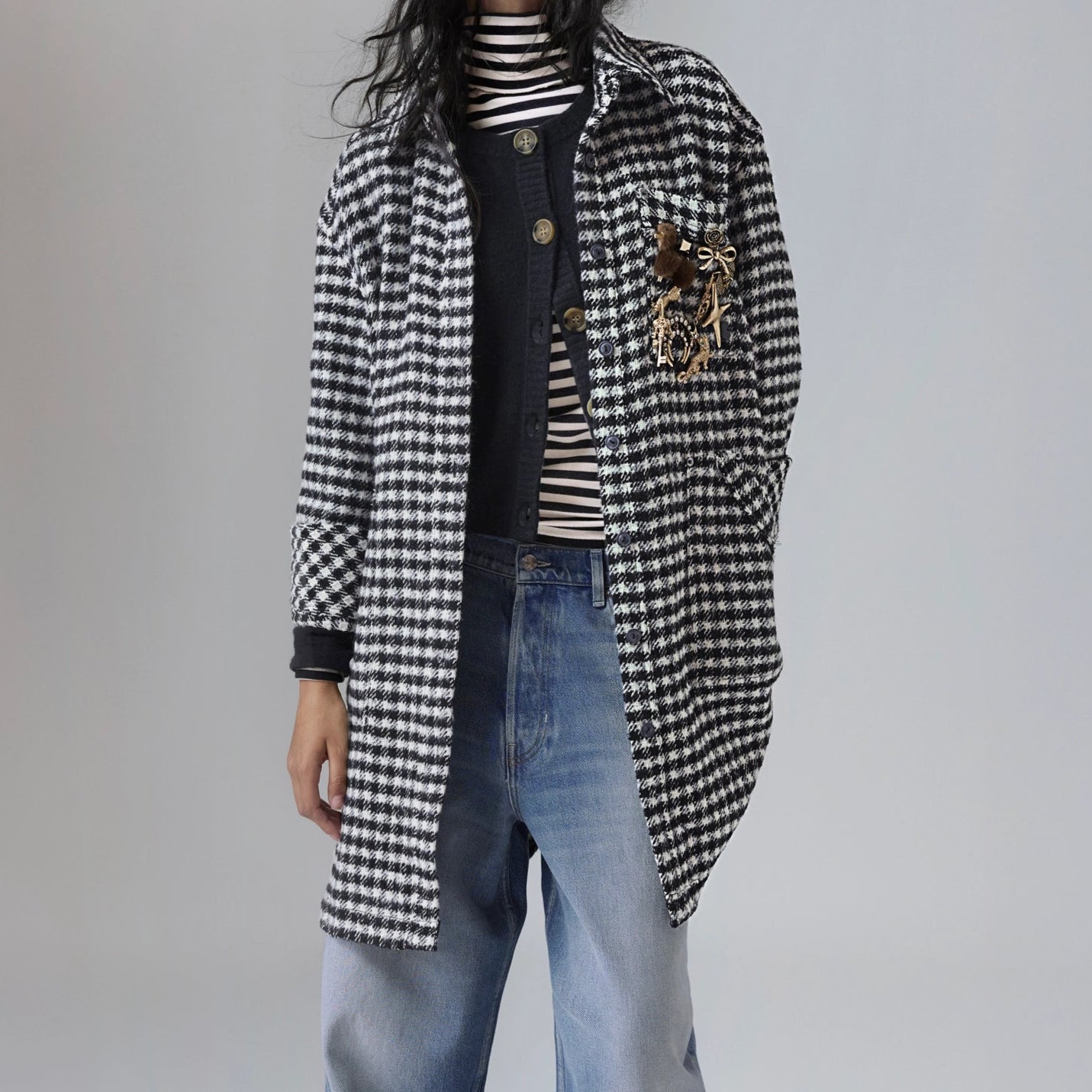 Free People Get Around Houndstooth Shirt