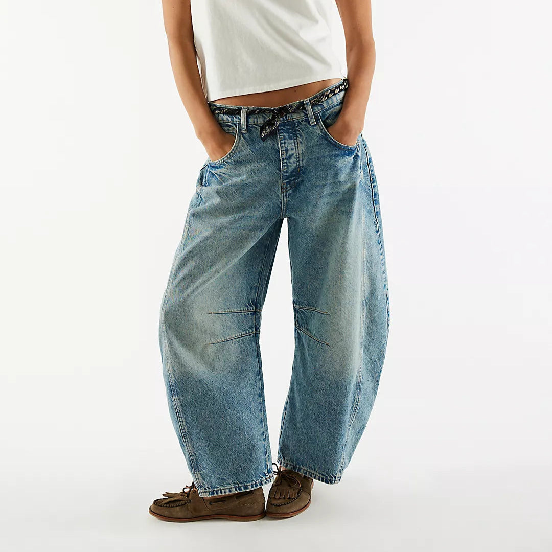 Free People Good Luck Mid Rise Barrel Jeans