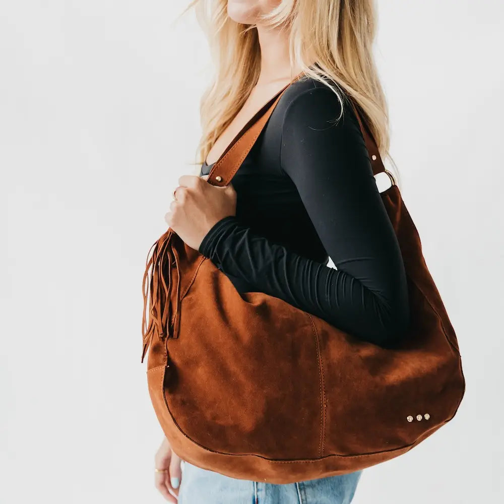 Hazel Hobo Suede Shoulder Bag