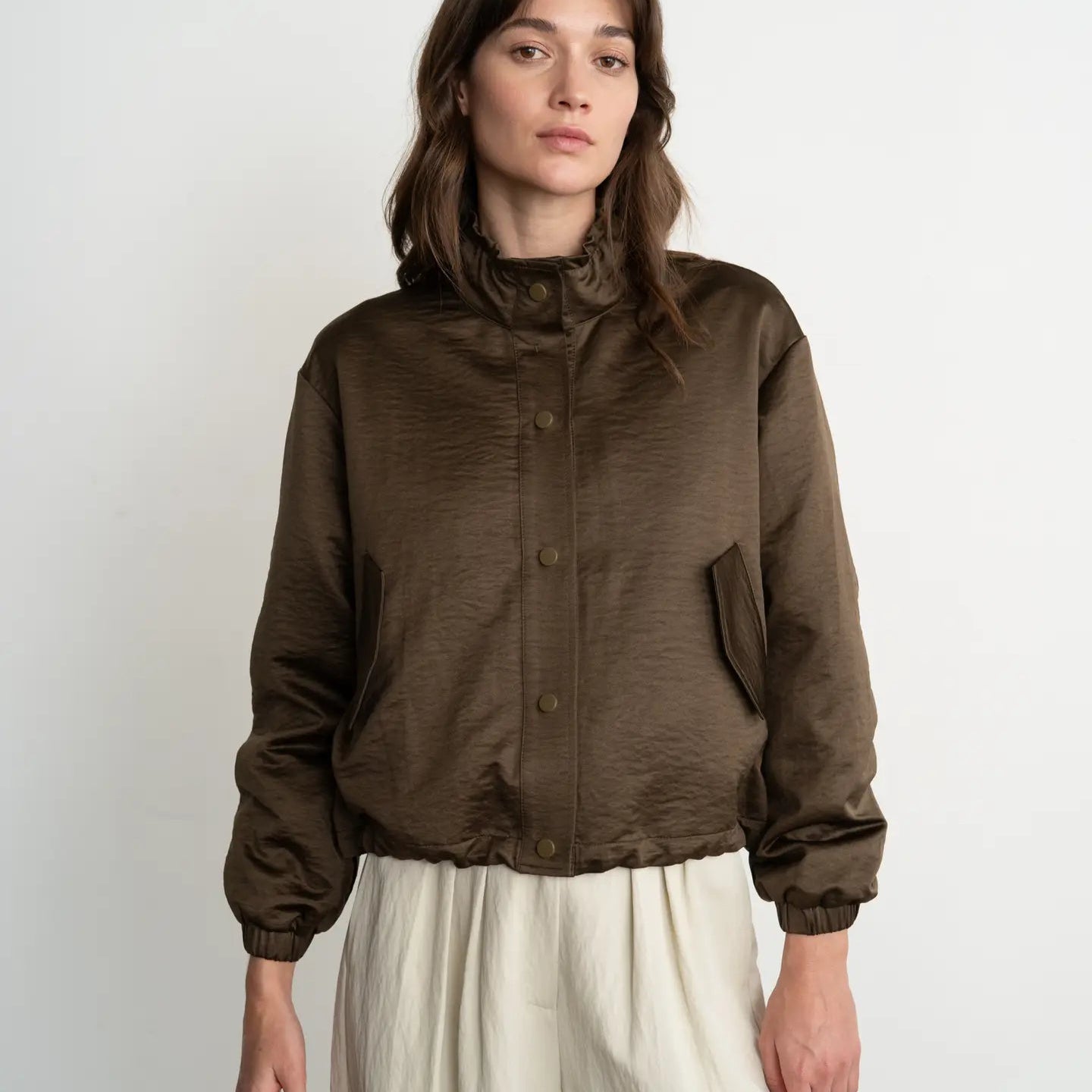 Lightweight Snap-Front Jacket with High Collar