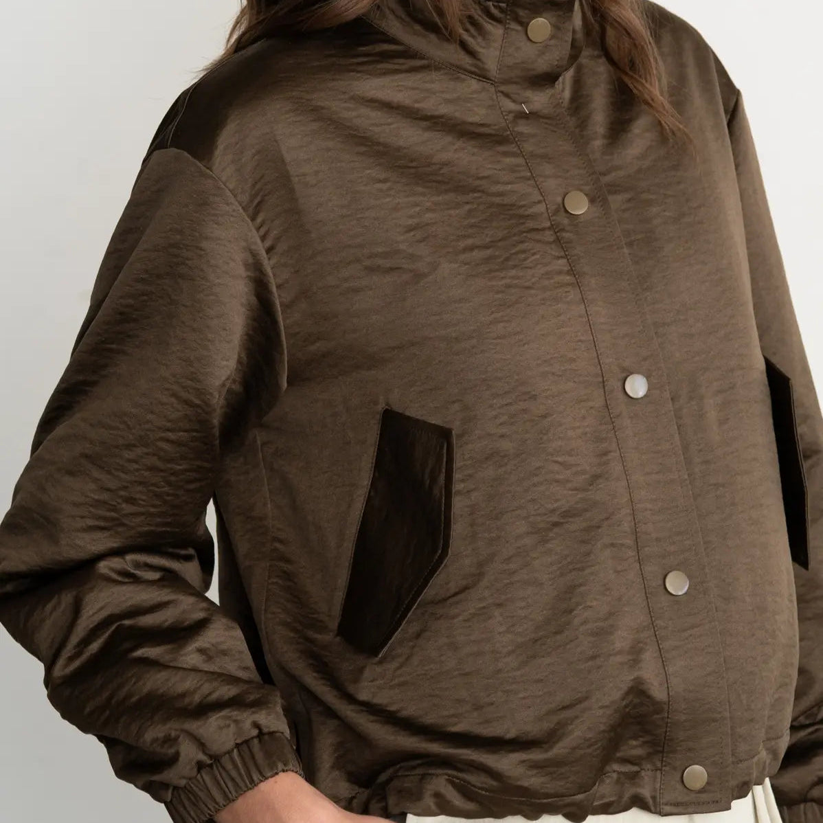 Lightweight Snap-Front Jacket with High Collar