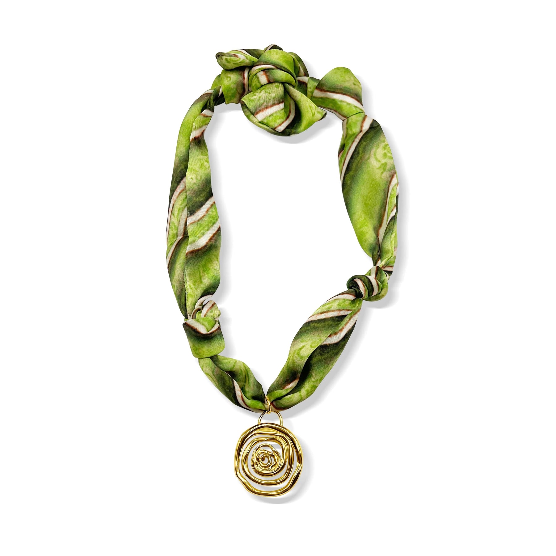 Jungle Green Swirl Scarf Necklace