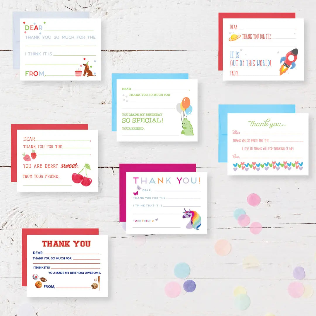 Kramer Drive Kids Fill in Thank You Notecard Set