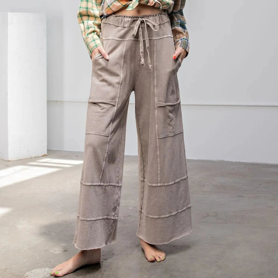 Easel Mineral Washed Terry Knit Pants