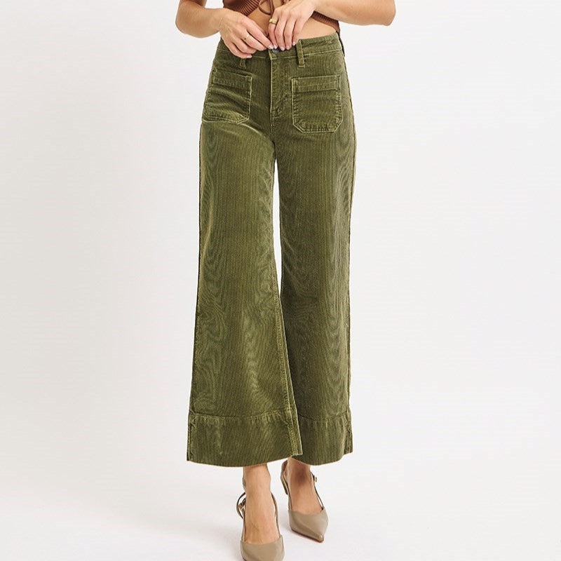 Risen Corduroy Patch Pocket Wide Pants