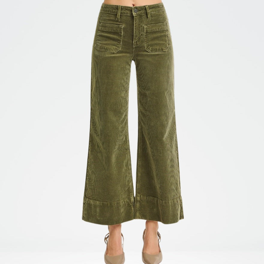 Risen Corduroy Patch Pocket Wide Pants
