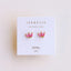 Pair of pink opal crown stud earrings with gold accents on white JaxKelly branded product card