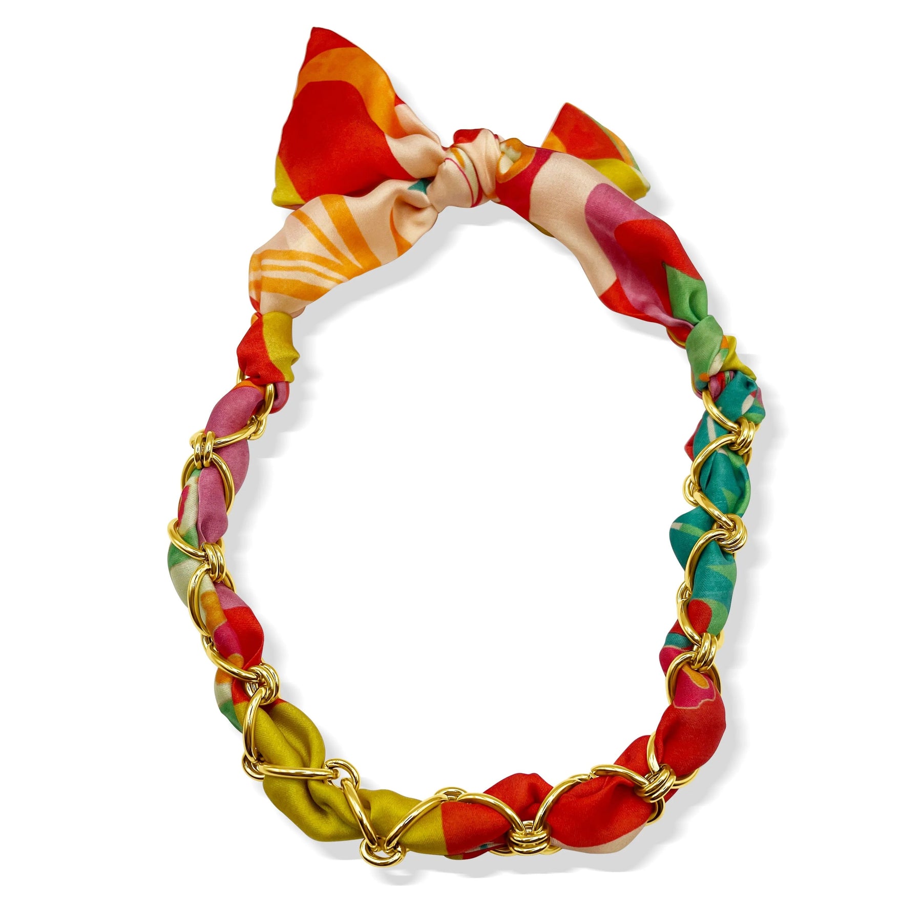 Pink & Orange Chained Scarf Necklace