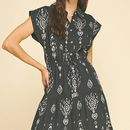 Boho Print Tiered Maxi Dress