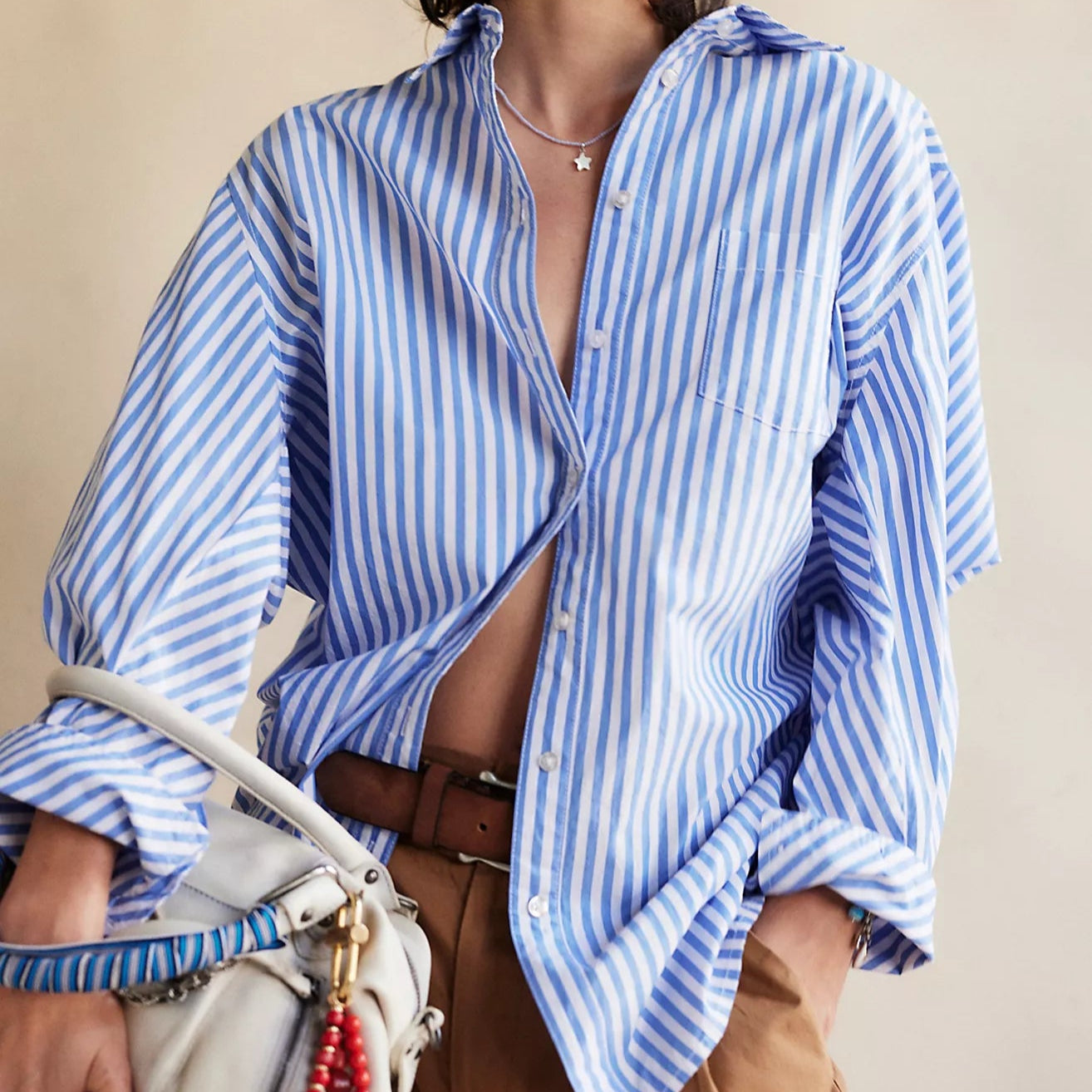 Free People Sabine Tailored Striped Shirt
