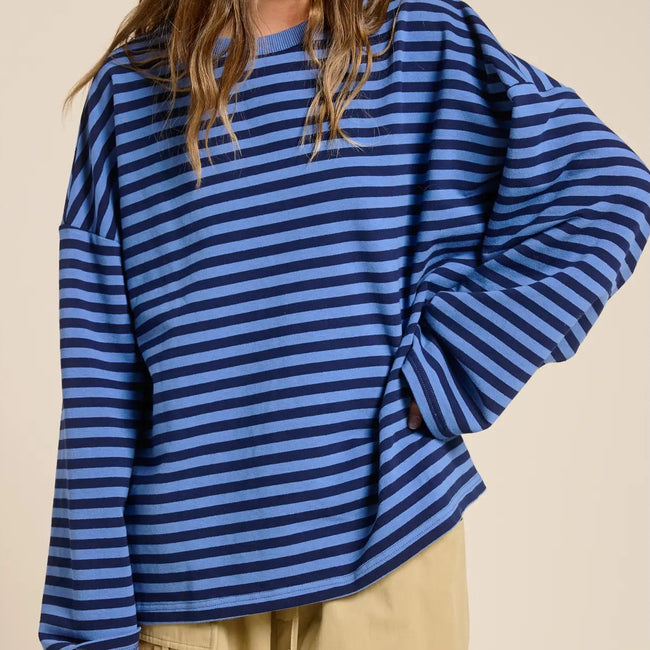 Striped Terry Oversized Long Sleeve Top Secondary image