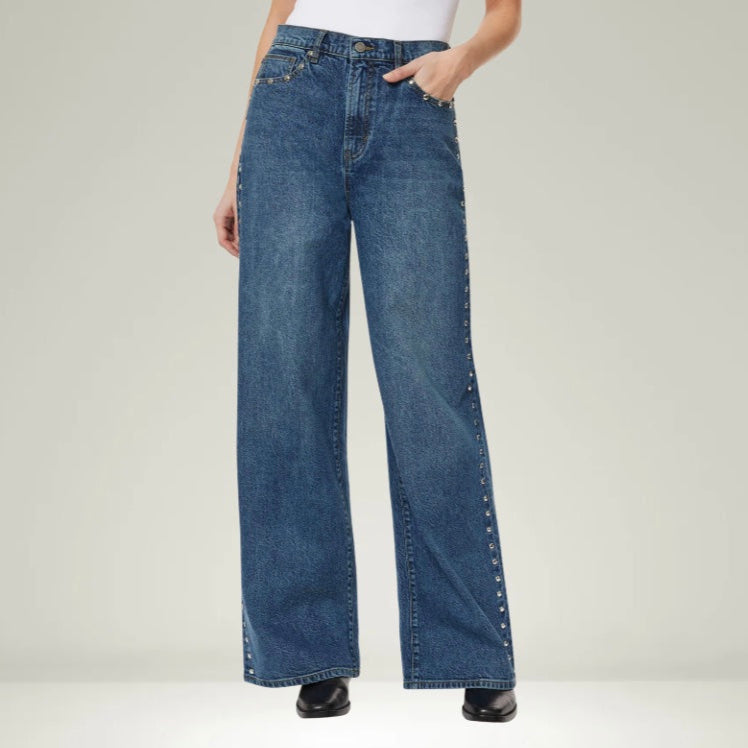 Habitual Gemma Wide Leg Studded Slouch Jeans