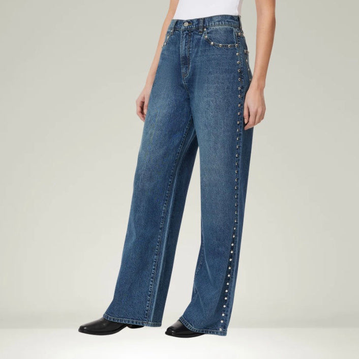 Habitual Gemma Wide Leg Studded Slouch Jeans