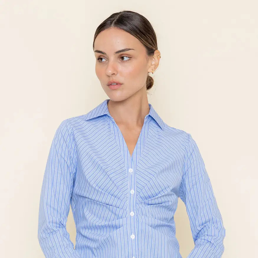 Fitted Button Down with Pleats