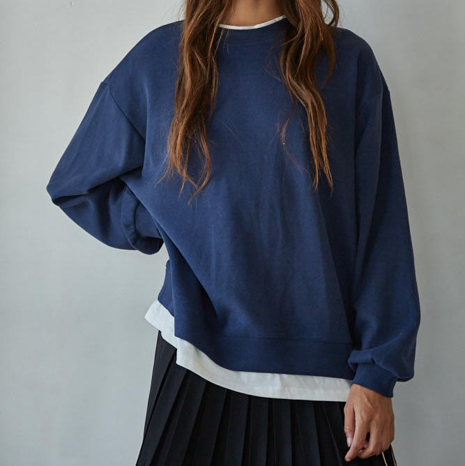 Always On Crew Twofer Pullover Knit