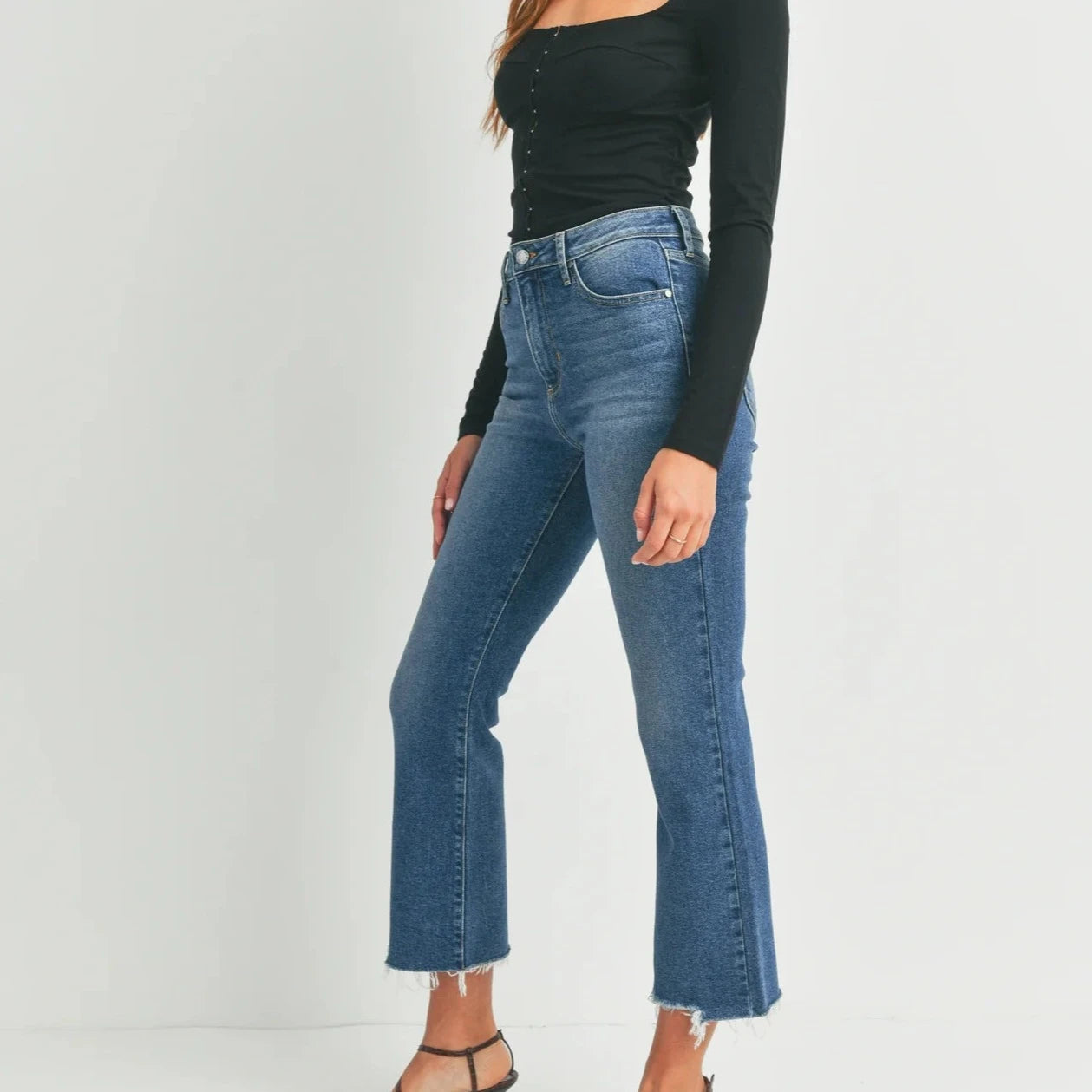 Just Black Vintage Cropped Flare Jeans