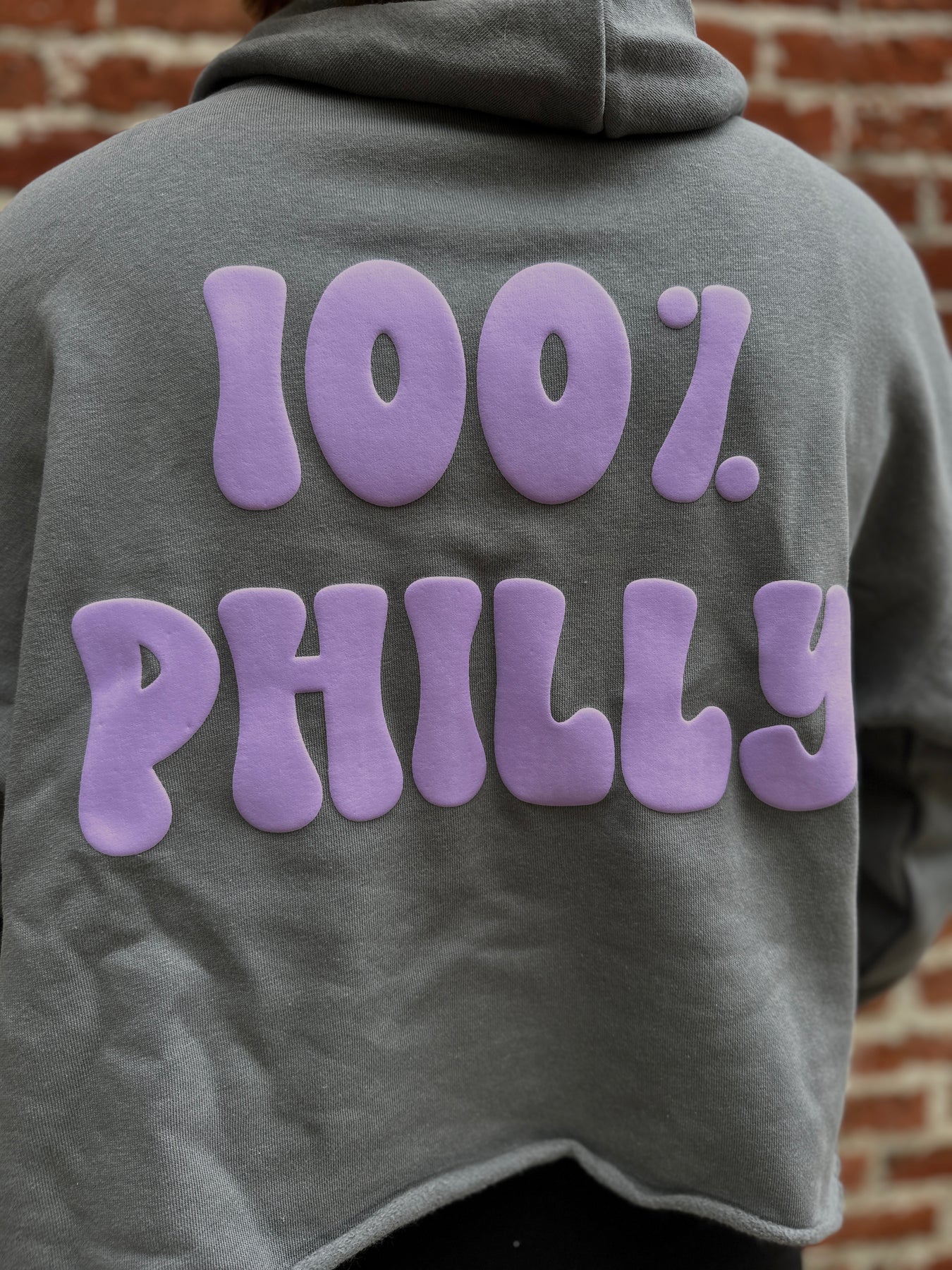 100% Philly Puff Print Cropped Hoodie