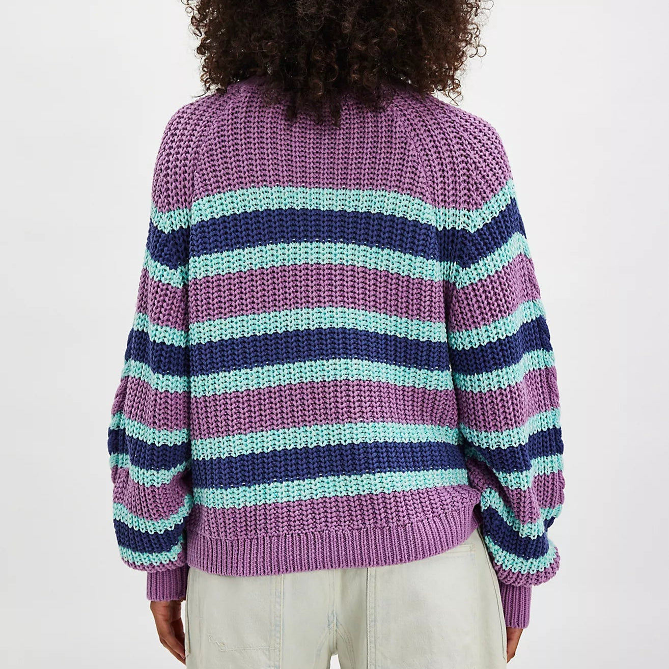 Free People Frankie Cable Striped Pullover