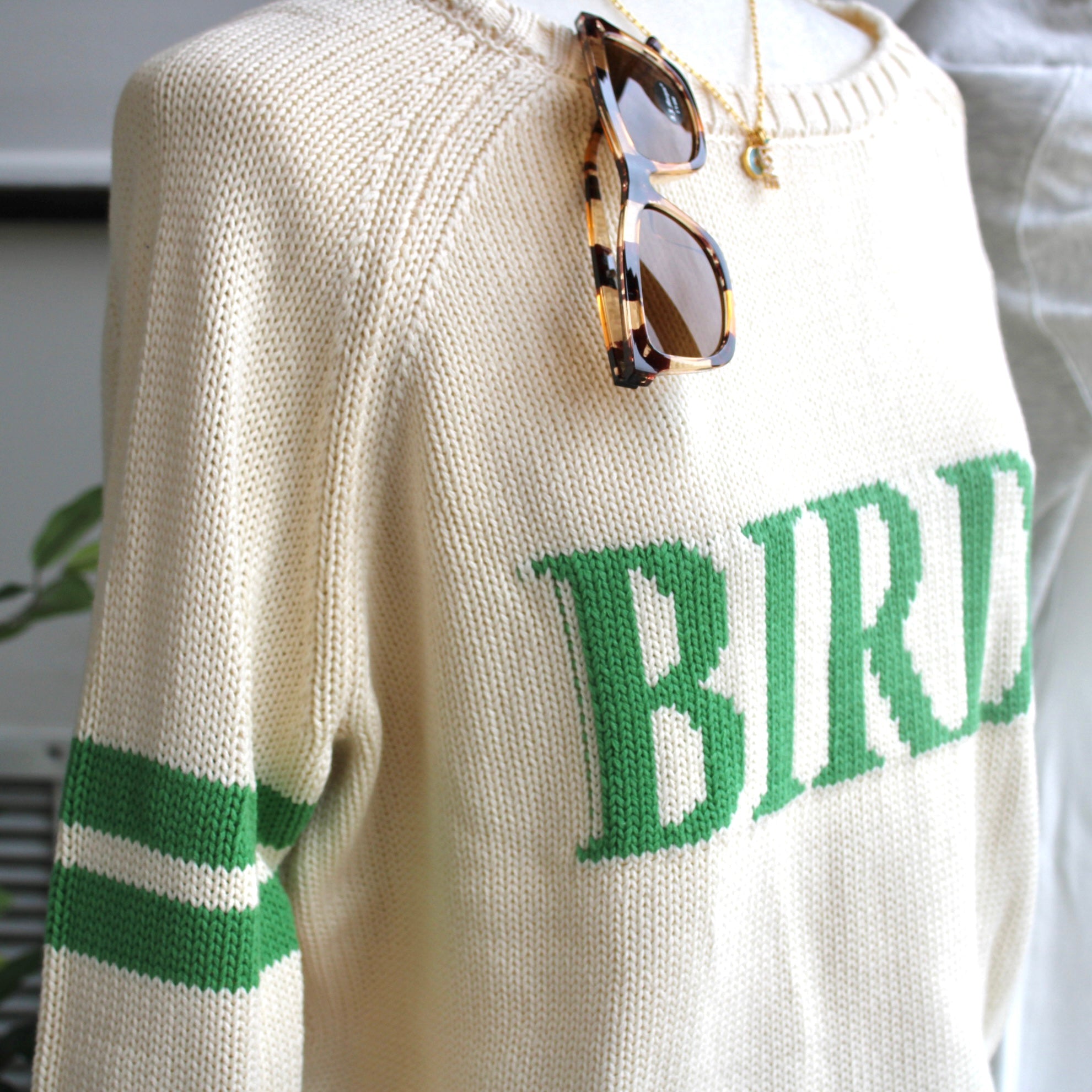 Birds Knit Two Stripe Sweater