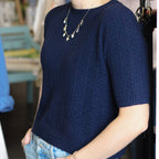 Chevron Crew Neck Short Sleeve Knit Top