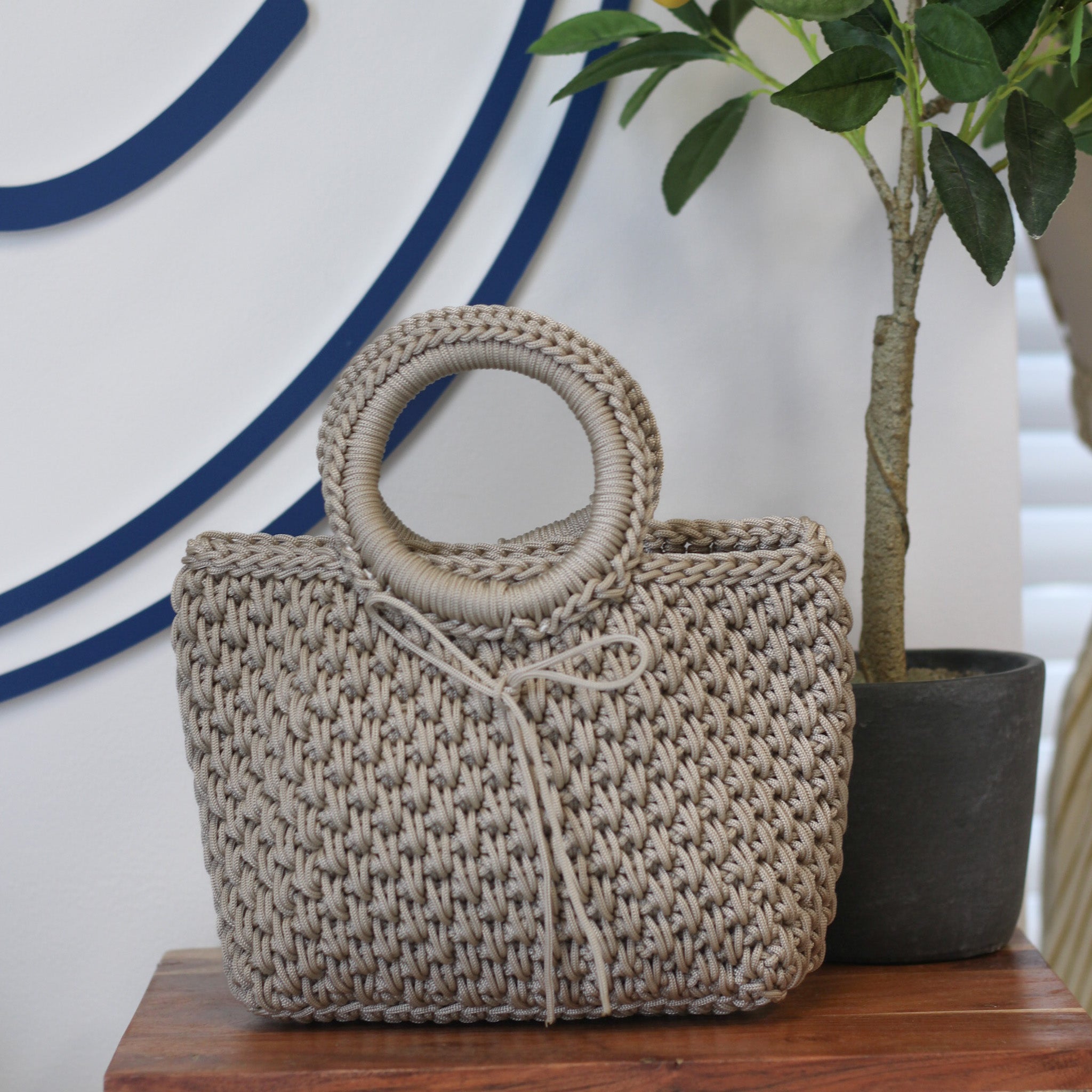 Small Crochet Round Handle Bag
