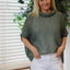 Linen Cowl Neck Knit Top