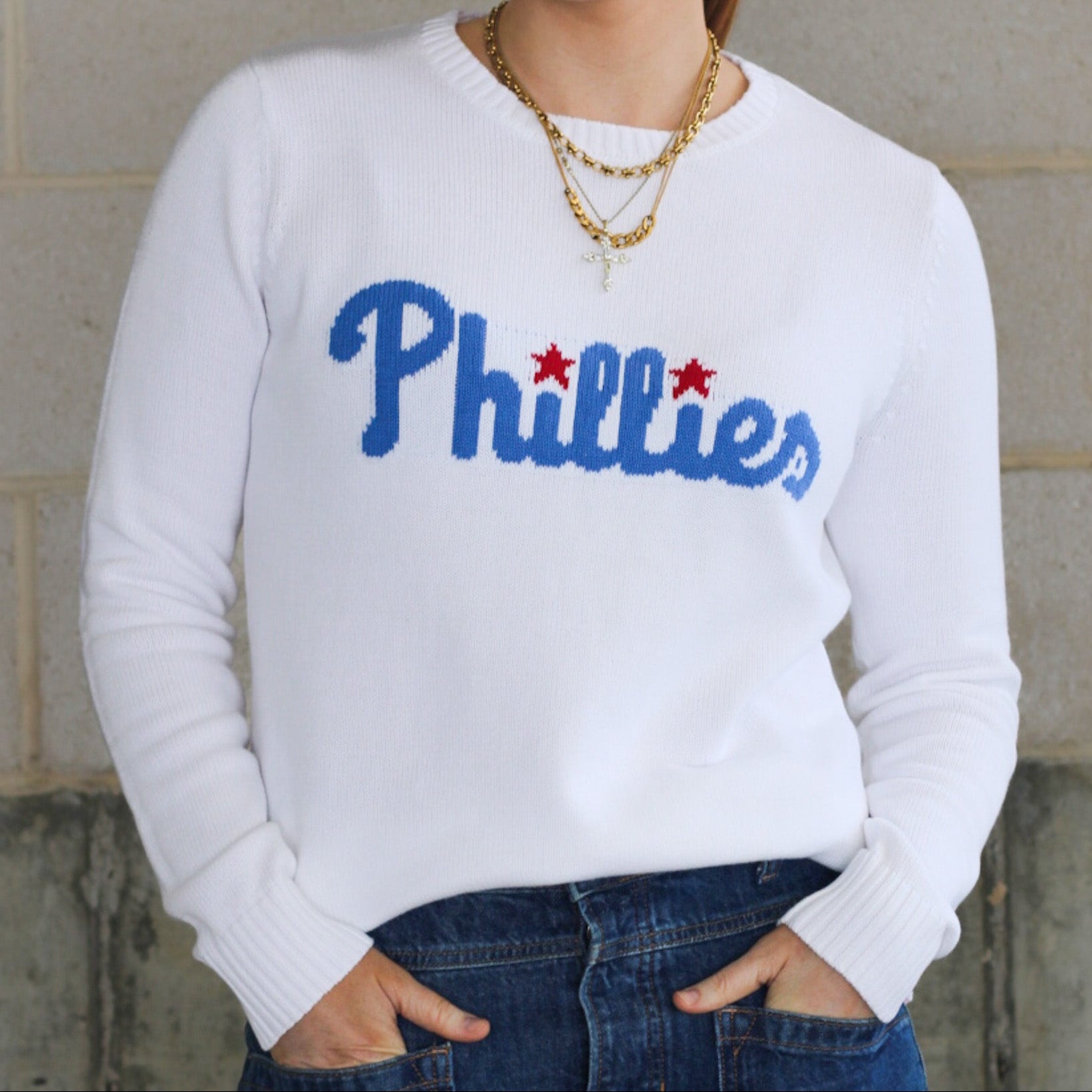 Phillies White Cotton Sweater