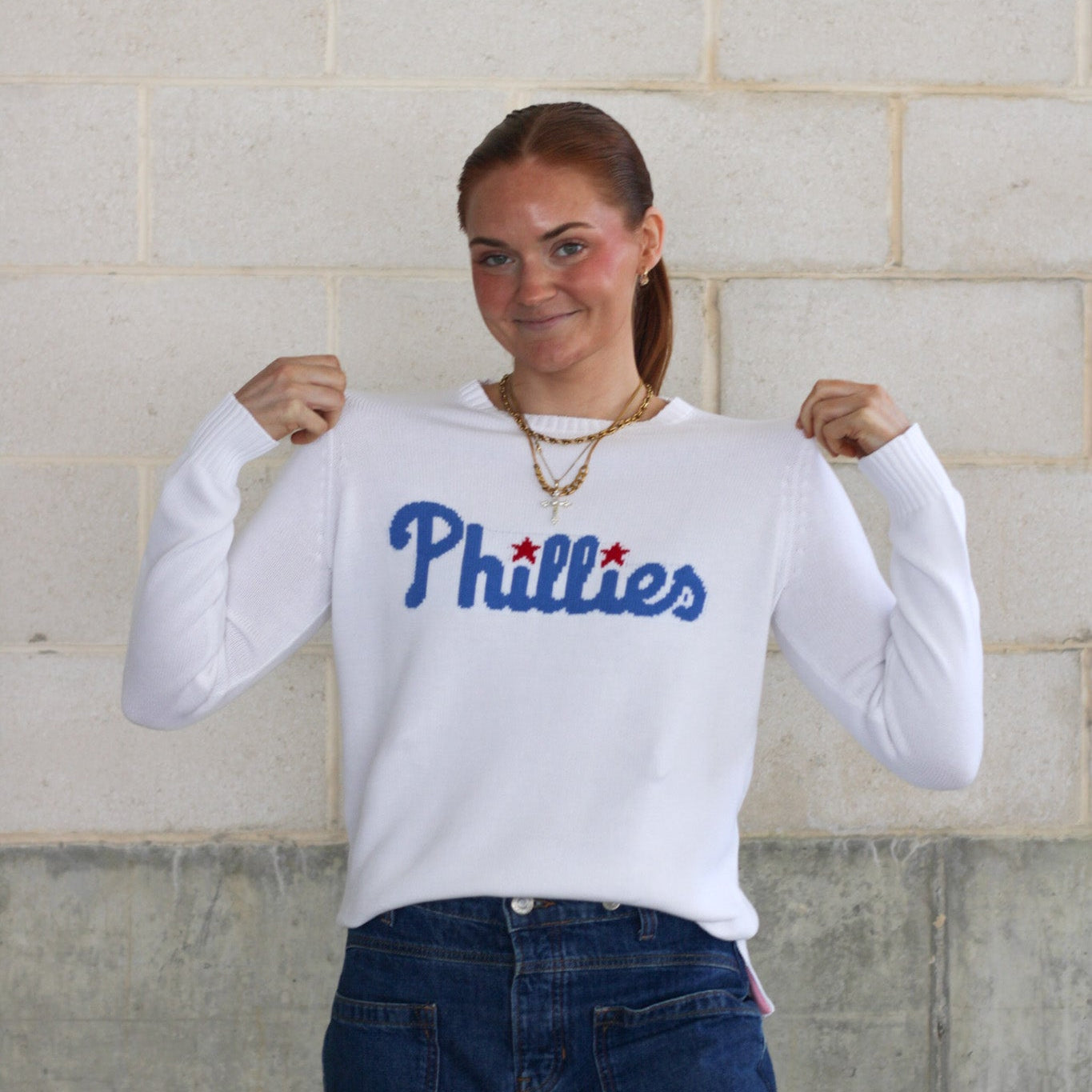 Phillies White Cotton Sweater