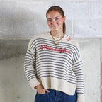 Philadelphia Embroidered Striped Cotton Rollneck